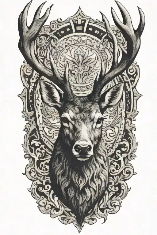 stag head tattoo design idea