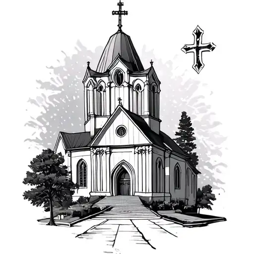 Catholic church tattoo design idea