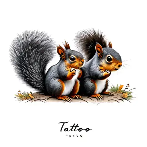 two squirrel in hiking together tattoo design idea