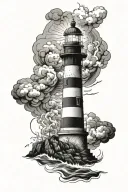 Lighthouse stormy condition tattoo design idea