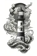 Lighthouse stormy condition tattoo design idea