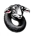 snake sheep tattoo design idea