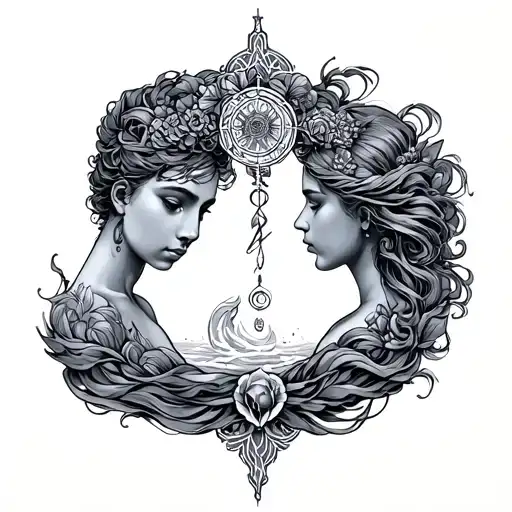 aquarius and Gemini tattoo design idea