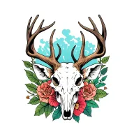 deer skull tattoo design idea