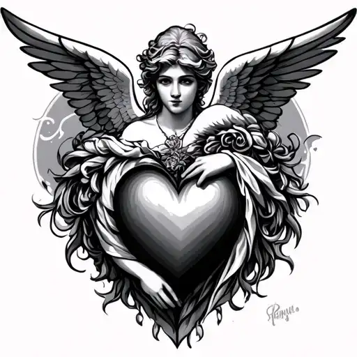 Cupid heart made tattoo design idea