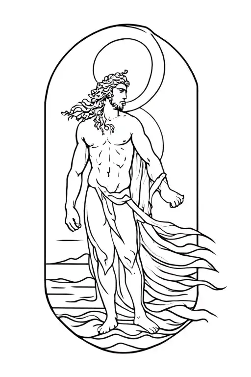 Poseidon God tattoo design idea