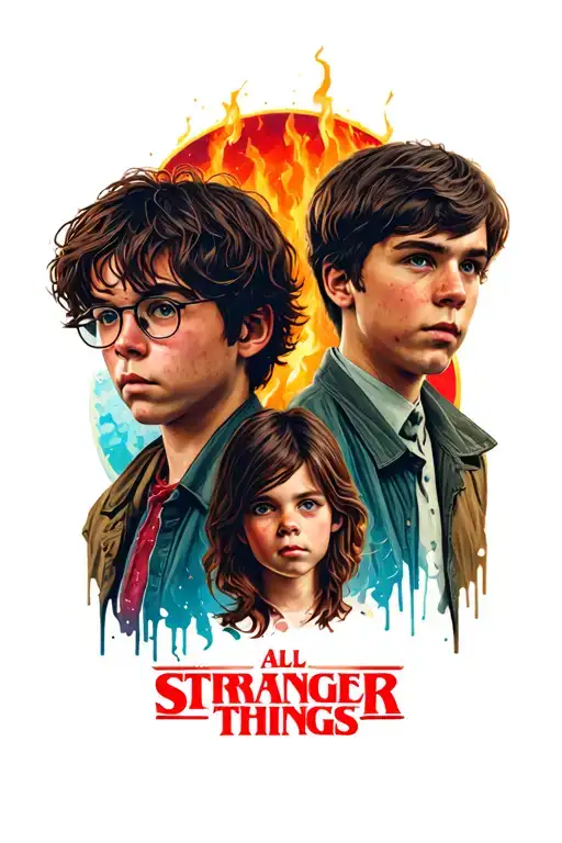 All Stranger Things charecters from all seasons tattoo design idea