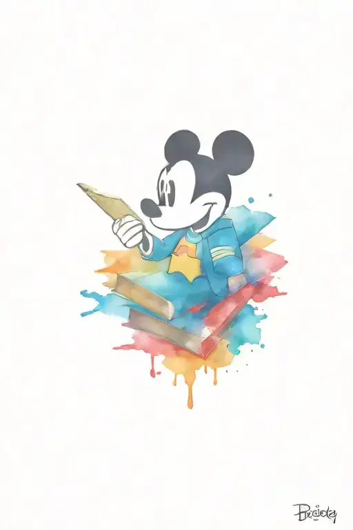 Mickey Mouse Harry Potter books tattoo design idea