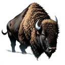bison facing storm tattoo design idea