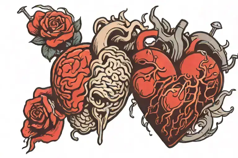 brain vs heart tattoo design idea