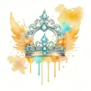 princess tiara with wings tattoo design idea
