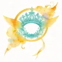 princess tiara with wings tattoo design idea