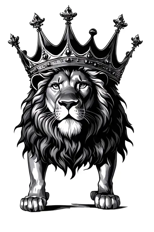 lion with crown tattoo design idea