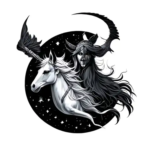 Sagittarius and Aquarius tattoo design idea