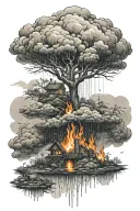 fire and rain coming tattoo design idea