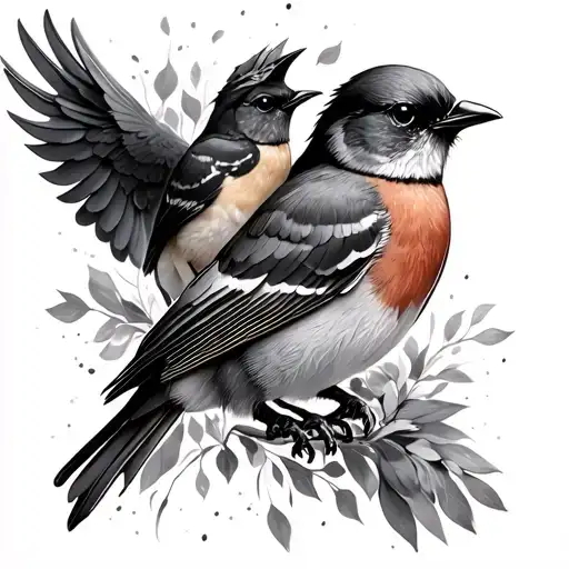 2 Robins tattoo design idea