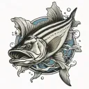 striped bass fish jumping tattoo design idea