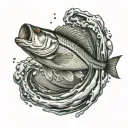 striped bass fish jumping tattoo design idea