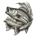 striped bass fish jumping tattoo design idea