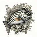 striped bass fish jumping tattoo design idea
