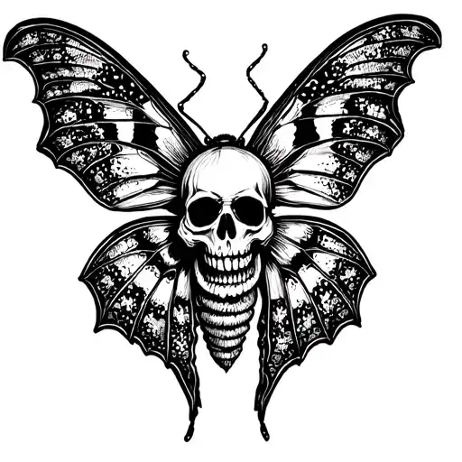 moth with skull on it's back tattoo design idea