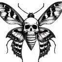 moth with skull on it's back tattoo design idea