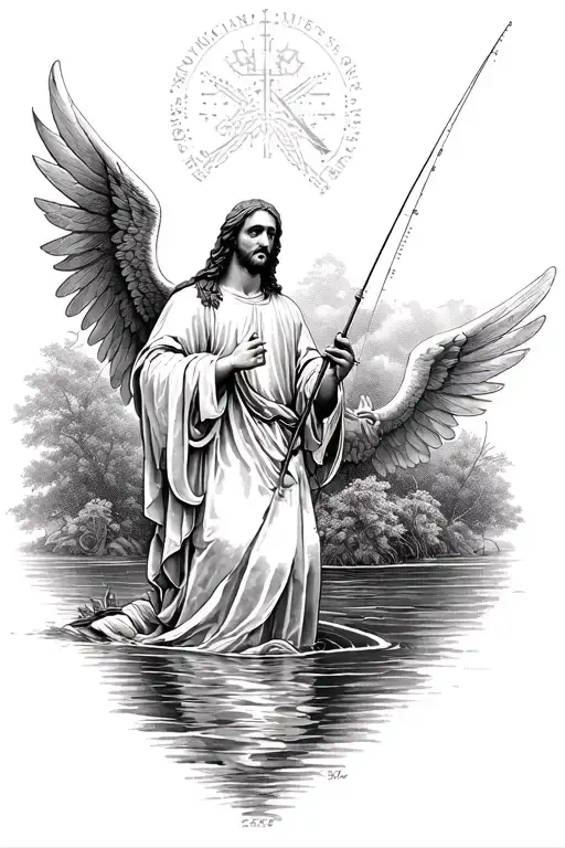 Catholic, fishing, angels, jesus, 25/05/2009, nature, full sleeve tattoo design idea