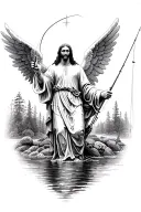 Catholic, fishing, angels, jesus, 25/05/2009, nature, full sleeve tattoo design idea