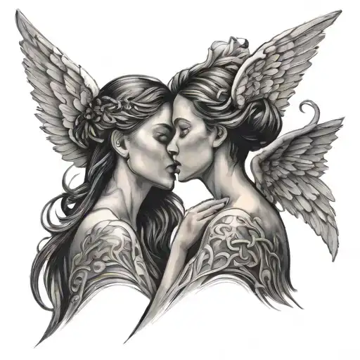 Angel Whispering In Ear tattoo design idea