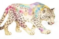 snow leopard walking tattoo design idea