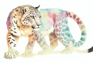 snow leopard walking tattoo design idea