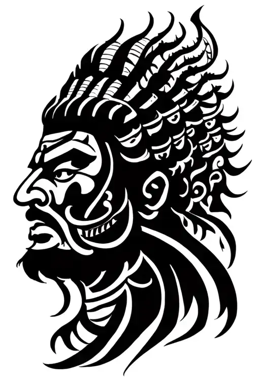 ravana ten heads tattoo design idea