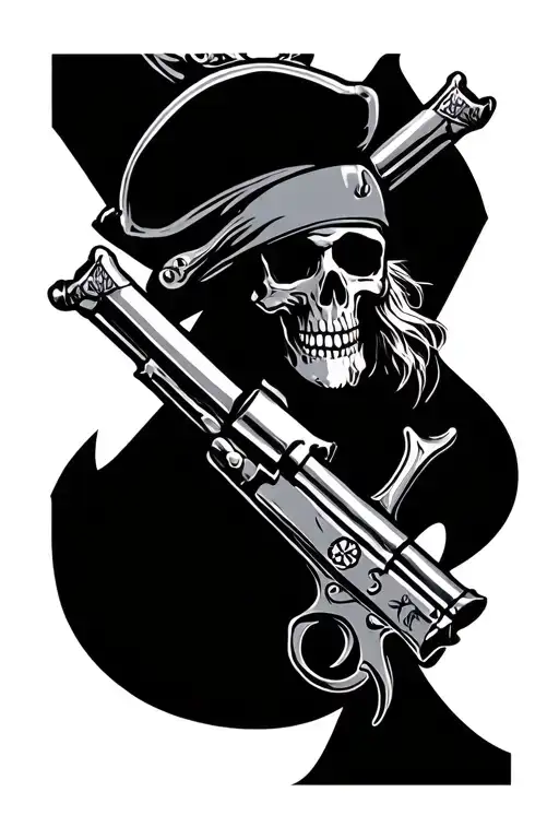 crossed pirate guns tattoo design idea