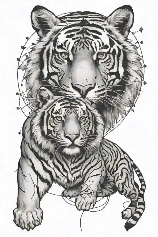 tiger and Virgo constellation tattoo design idea