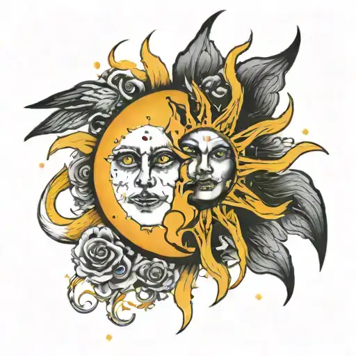 Create a tattoo with a sun, a moon and the words "If you have nothing to die for, what are you even alive for"  tattoo design idea