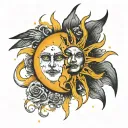 Create a tattoo with a sun, a moon and the words "If you have nothing to die for, what are you even alive for"  tattoo design idea