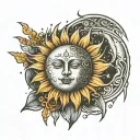 Create a tattoo with a sun, a moon and the words "If you have nothing to die for, what are you even alive for"  tattoo design idea