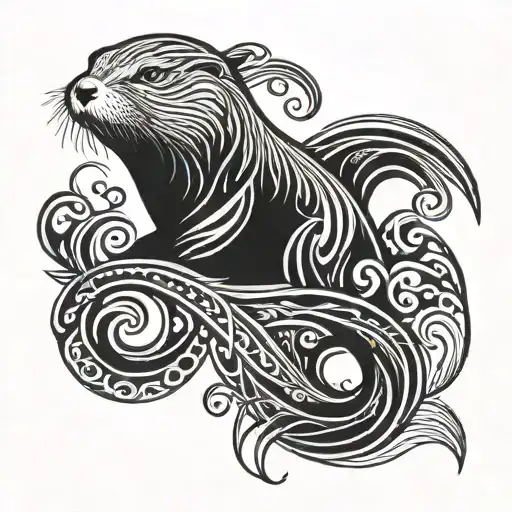 sea otter formline tattoo design idea