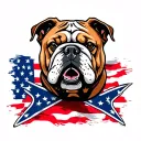 confederate flag bulldog in center with american flag behind it tattoo design idea
