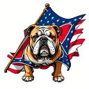 confederate flag bulldog in center with american flag behind it tattoo design idea