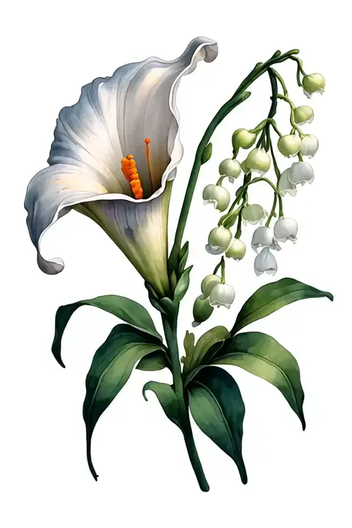 calla lily, lily of the valley  tattoo design idea