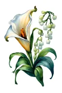 calla lily, lily of the valley  tattoo design idea