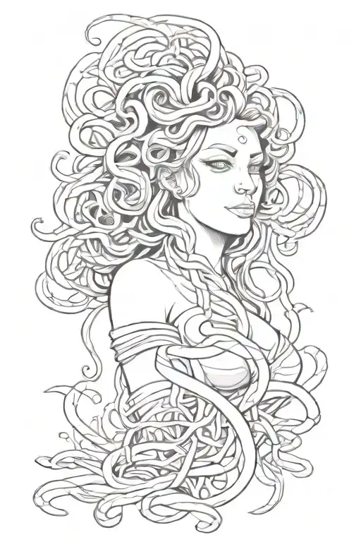 full body medusa tattoo design idea