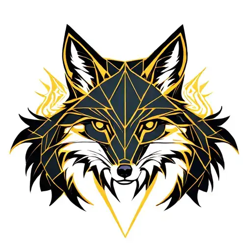 Fox sin of greed guarding his gold tattoo design idea