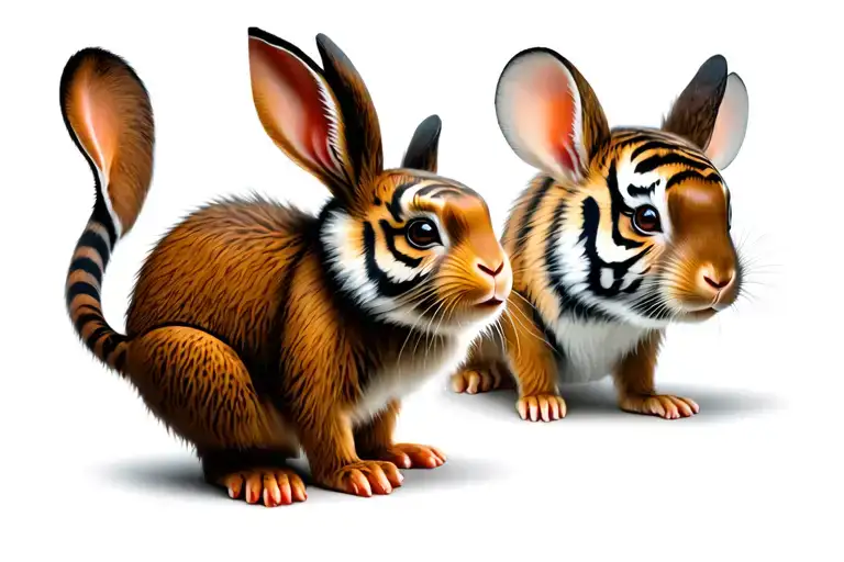 ear rabbit, monkey body, skin tiger, tail mouse tattoo design idea