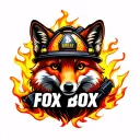 "Fox Box" Fox wearing firefighter gear, surrounded by flames tattoo design idea