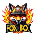 "Fox Box" Fox wearing firefighter gear, surrounded by flames tattoo design idea