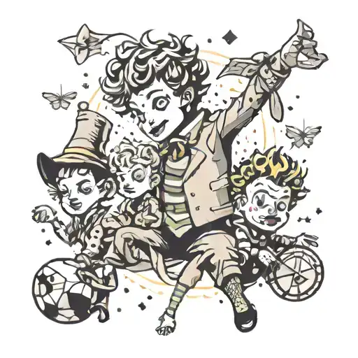 A playful fusion of The Little Prince and The Joker characters in a unique composition tattoo design idea