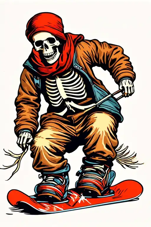 skeleton snowboarding method grab tattoo design idea
