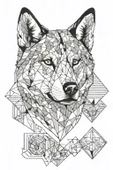 half husky head, half geometry tattoo design idea